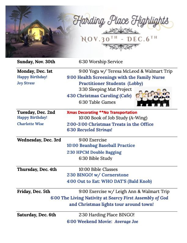 Nov 30 – Dec 6 Nov 30 - Dec 6