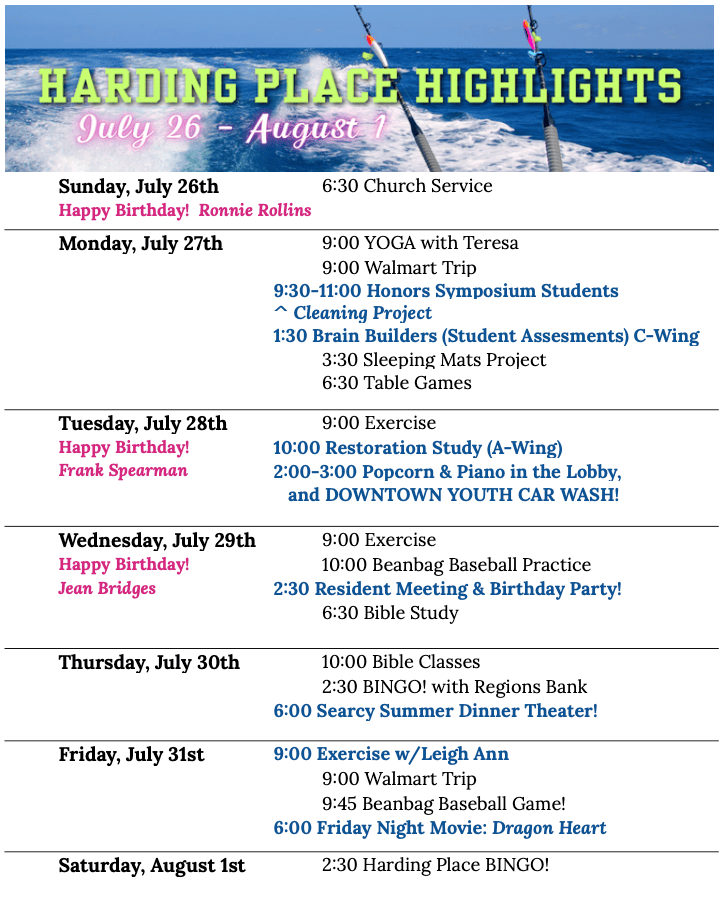 July 26 – Aug 1 July 26 - Aug 1