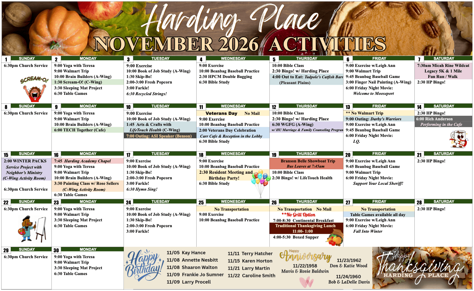 November 2026 Activities